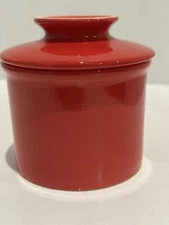 Red  Ceramic Butter Bell Crock