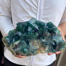 6.5lb Large Natural green cubic fluorite quartz crystal cluster mineral specimen