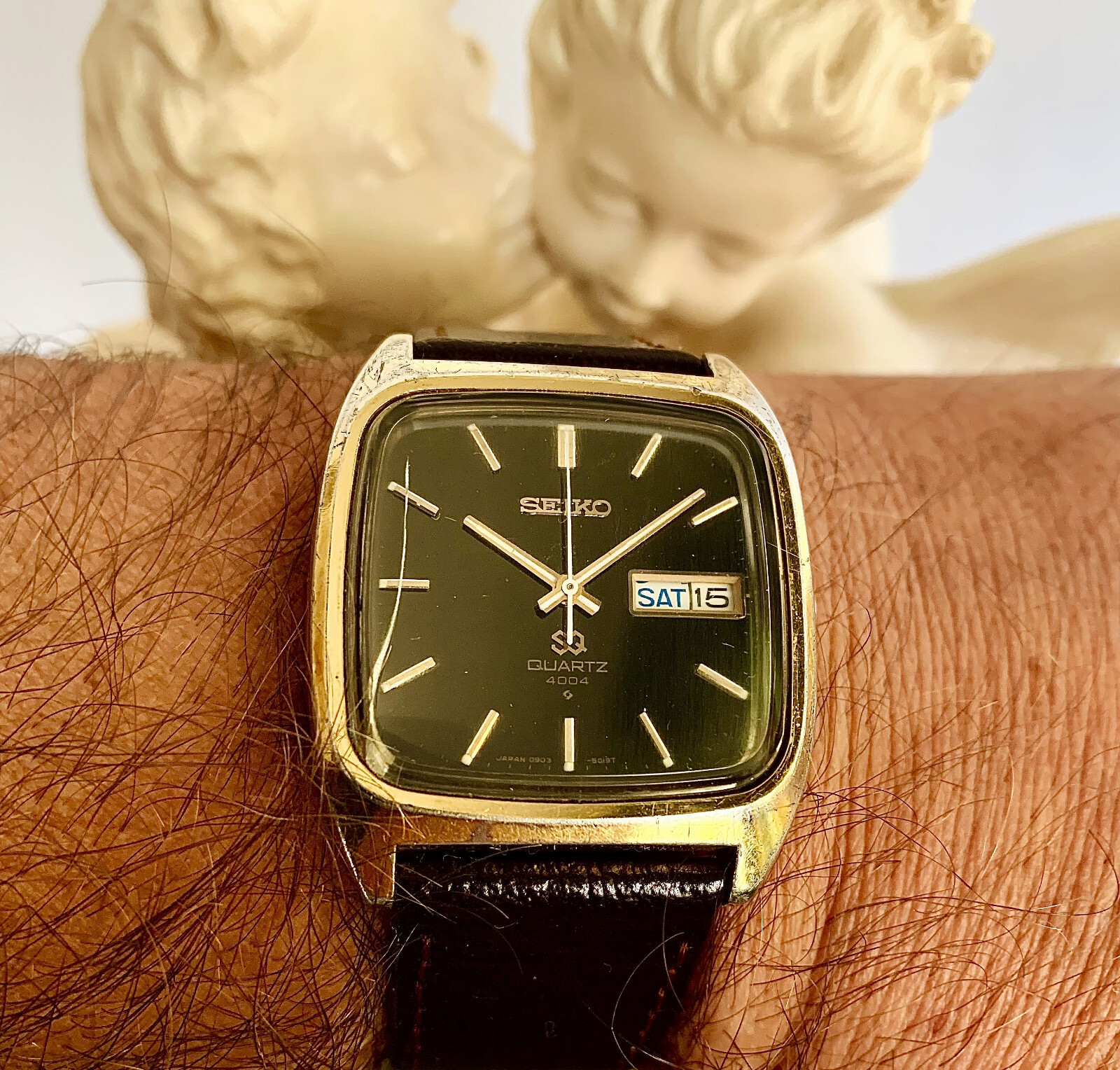 1976 Vintage Seiko SQ 4004 Gold Plated Gents Watch - Rare Find!