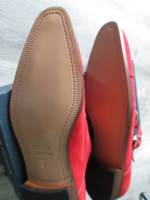PAUL FREDRICK RED LEATHER SUEDE DOUBLE MONK STRAP SHOES MEN  display picture 3