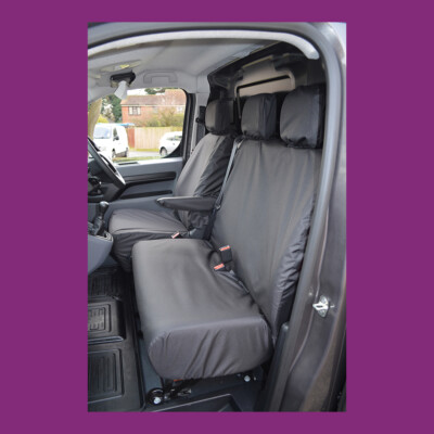 Front Seat Covers NO WorkTray Black Waterproof Tailored for Toyota Proace 2016+