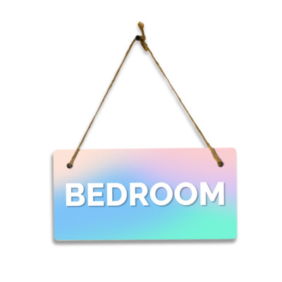 Bedroom 5x10 Hanging Plus Wall or Door Sign | Rustic Twine