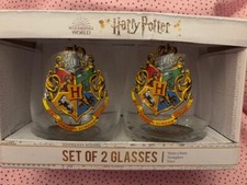 Harry Potter Set Of 2Hogwarts Wizarding World Tumblers Drinking Glasses 4.5  NIB