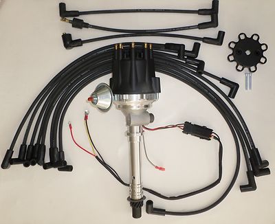 Small Cap CHEVY CORVETTE Tach Drive BLACK HEI Distributor,Wires over Valve Cover