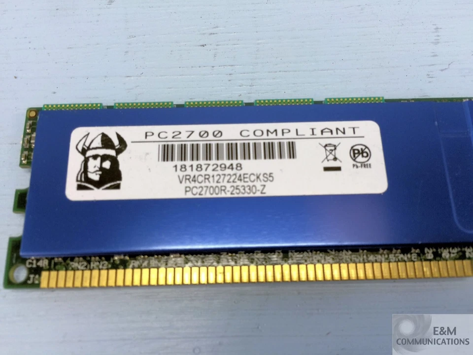 VR4CR127224ECKS5 VIKING 4GB DDR PC2700 184-PIN DIMM SD-RAM MEMORY - Image 2 of 3