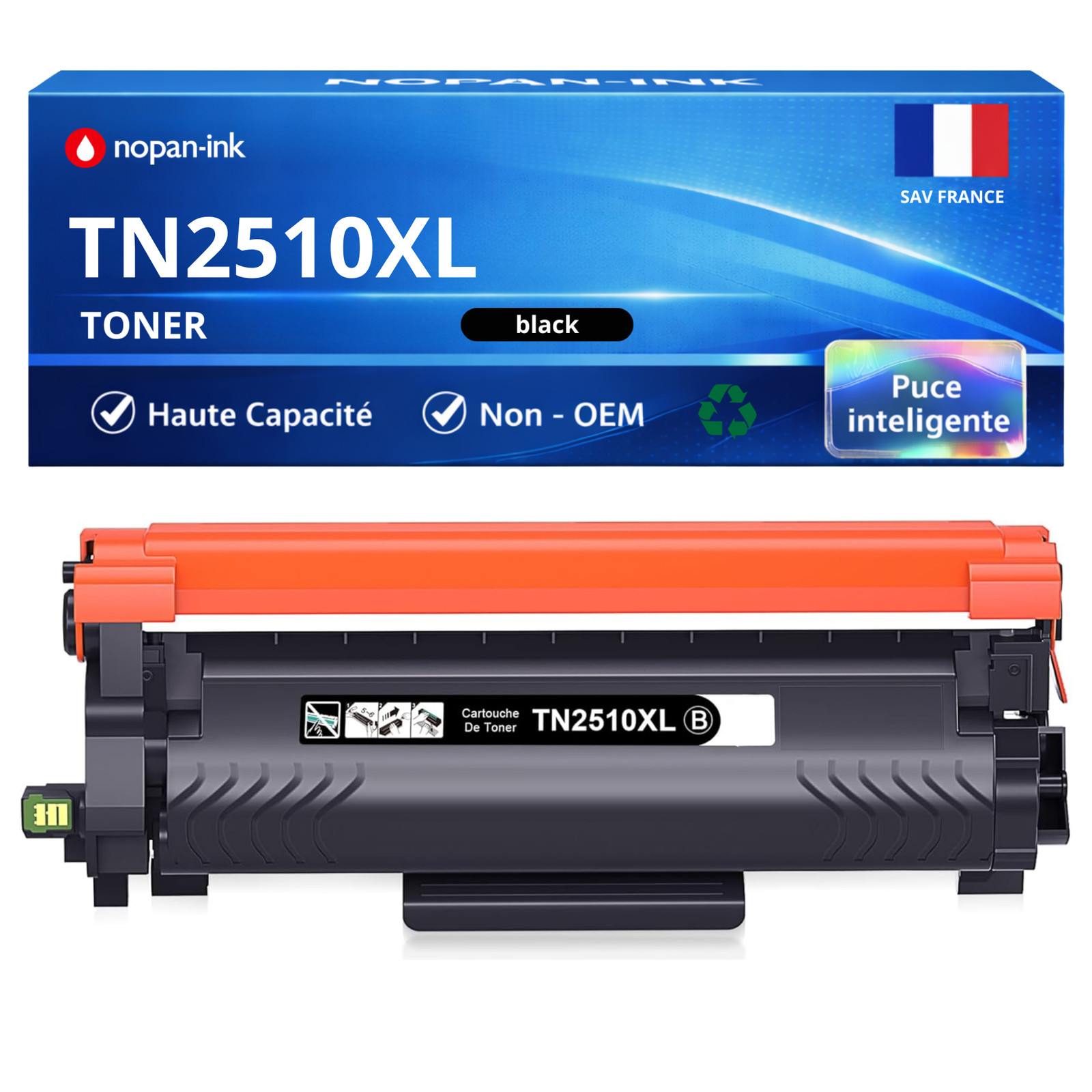 Toner compatible Brother TN2510XL noir pour corriger les impressions claires en bureautique