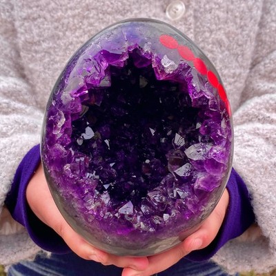 6.61LB Natural amethyst Dinosaur egg Quartz Crystal specimen healing