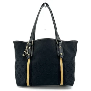 Sac fourre tout à main GUCCI Sherry Line GG noir authentique du JAPON