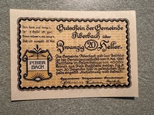 1920 Austria Piberbach Notgeld 20 Heller Note