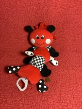 Vintage Kids II Stuffed Plush Red White Black Musical Crib Pull Toy Caterpillar