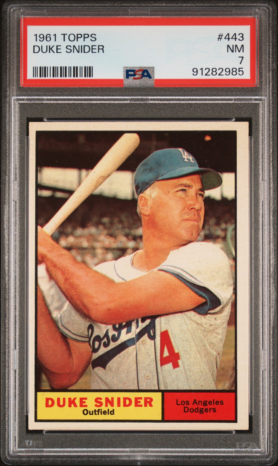 1961 TOPPS #443 DUKE SNIDER PSA 7