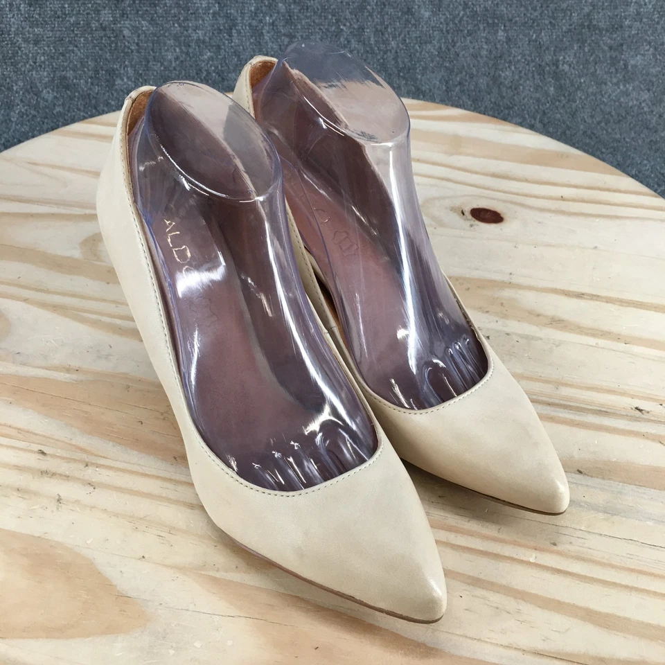 Zapatos Aldo para mujer 9 zapatos de salón crema sin cordones punta informales cómodos tacones de aguja Foto 3 de 4