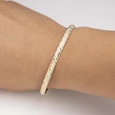 4mm Satin Bangle Bracelet Real 10K Yellow Gold Size 8