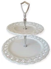 Westmoreland Milk Glass 2 Tier Serving Tidbit Tray Forget Me Not White Vtg 1940s
