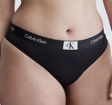 CALVIN KLEIN 1996 Modern Cotton Black White Thong Panty Womens Plus Sz 1X 2X 3X