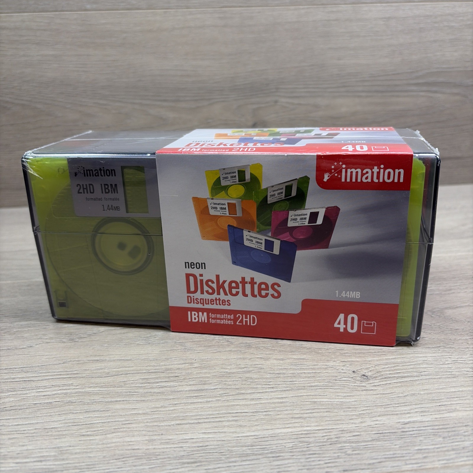 Imation Neon Diskettes 40 Pack IBM 2HD 3.5" Floppy Disks with Case SEALED NEW