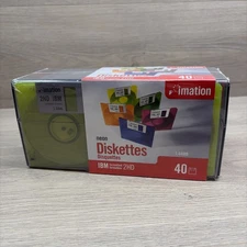 Imation Neon Diskettes 40 Pack IBM 2HD 3.5" Floppy Disks with Case SEALED NEW