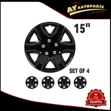 4 Pcs 15" Universal Wheel Hub Caps Black Wheel Cover Wheel Trim Kit