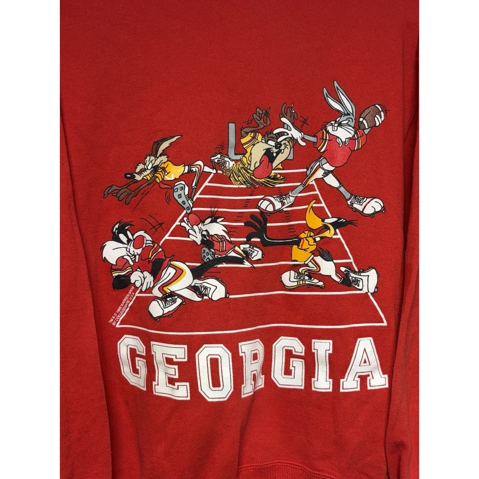 Sudadera De Colección 1996 Looney Tunes Georgia Bulldogs Cuello Redondo L Hanes Collegeware Foto 3 de 4