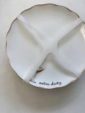 Godinger Appetizer Plates 6in Ceramic Set of 4 EXTRA DIRTY White NEW