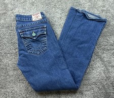 True Religion Billy Jeans Womens 29 Blue Straight Leg Flap Pockets Made In USA
