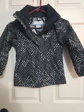Columbia Girls Sz Xxs 4/5 Black White Thinner Coat Interchange Heat Lined Hooded