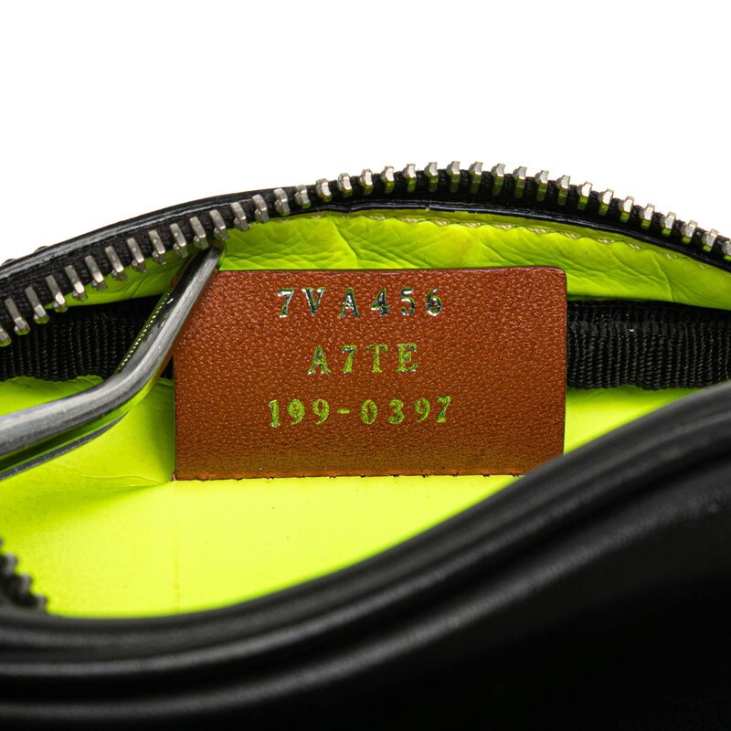 Fendi Ice-U Shoulder Bag Calf Leather Black Neon Yellow Men Used Authentic thumbnail 6