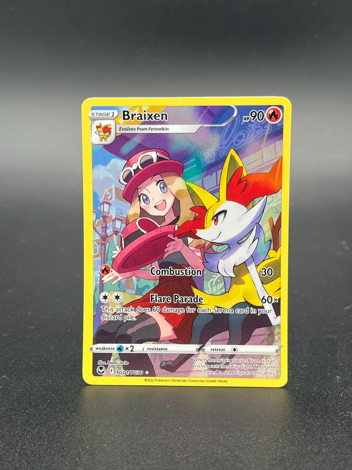 Pokemon Card- Braixen TG01/TG30- Silver Tempest Trainer Gallery- NM Condition