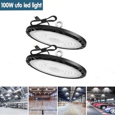 2 Pack 100W UFO Led High Bay Light Warehouse Factory Commercial Industrial Light