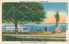 Massasoit Indian Statue on Coles Hill - Plymouth MA, Massachusetts - Linen
