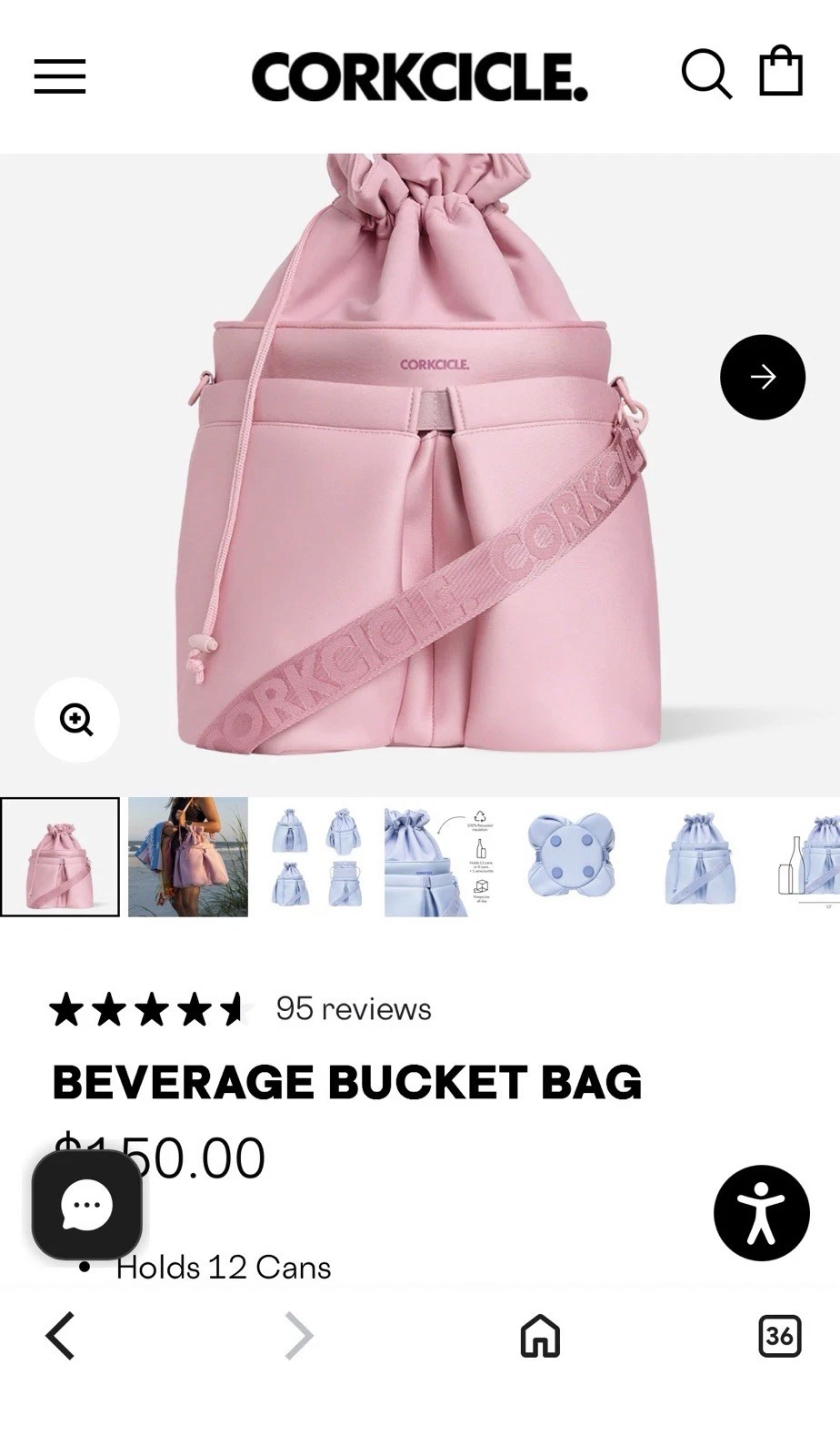 Corkcicle Beverage Bucket Cooler Bag Insulated Ice Bucket - Pink
