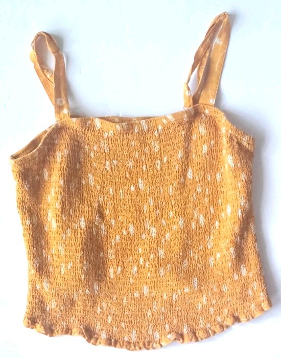 Torrid Challis Smocked Crop Top Size 2X Cami Yellow Floral Stretchy Adjustable