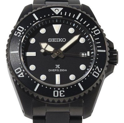 SEIKO SBDJ065 PROSPEX DIVER SCUBA Edelstahl schwarzes Zifferblatt 41x48mm Solar