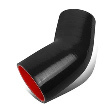 2.75-3" 3-PLY 45 ELBOW TURBO/INTAKE HIGH TEMP SILICONE REDUCER HOSE BLACK/RED