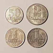 Lot 4 Coin Brazil 50 centavos 1958 1 cruzeiro 2 cruzeiros 1960 1961