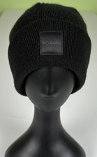 Columbia Black Knit Beanie Hat Logo Patch Winter Adult