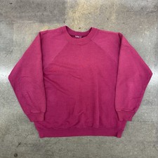 Vintage 80s 90s Wine Pink Blank Raglan Crewneck Sweatshirt Distressed L 50/50