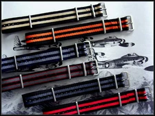 18mm Bonded striped NATO G10 ® Nylon watch band strap MoD RAF IW SUISSE 20 22 24