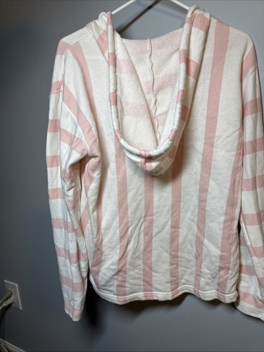 Avalon Apparel Sea Isle City NJ Sweatshirt Womens Large Pink And White Stripe - Picture 4 of 4