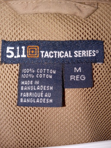 5.11 Tactical Shirt Mens Med 44 Khaki Tan Canvas Workwear Military Pockets SS - Picture 7 of 12