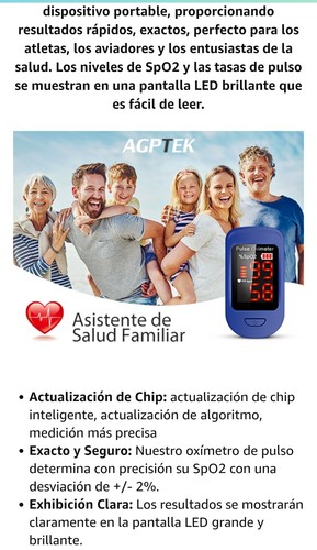 Oximetro de Dedo Pulsómetro Monitor Oxigeno Sangre Pantalla LED ritmo cardiaco - Imagen 9 de 15