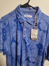 NWT-2024-TOMMY BAHAMA Island Zone Men  s MIRAMAR BLOOMS POLO-PALACE BLUE LG