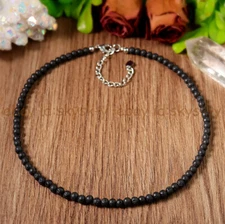 Natural Black Lava Rock 6mm Round Gemstone Beads Necklace 14-48 inch Men Jewelry