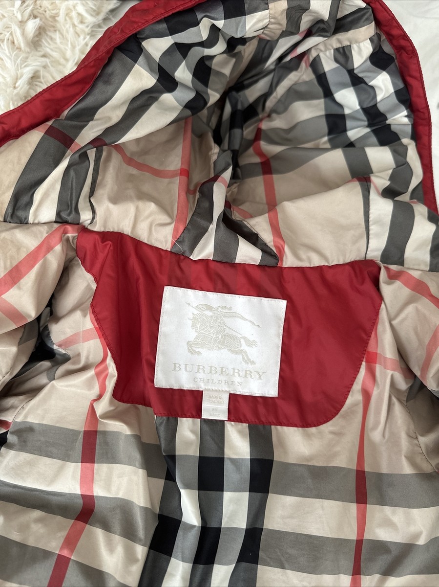 Burberry 2 Y Red Blue Boys Down Winter Puffer Coat | eBay