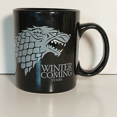 Tazza Ceramica "Winter Is Coming" Stark - Bianca Con Bordo E Manico Neri 0,33L