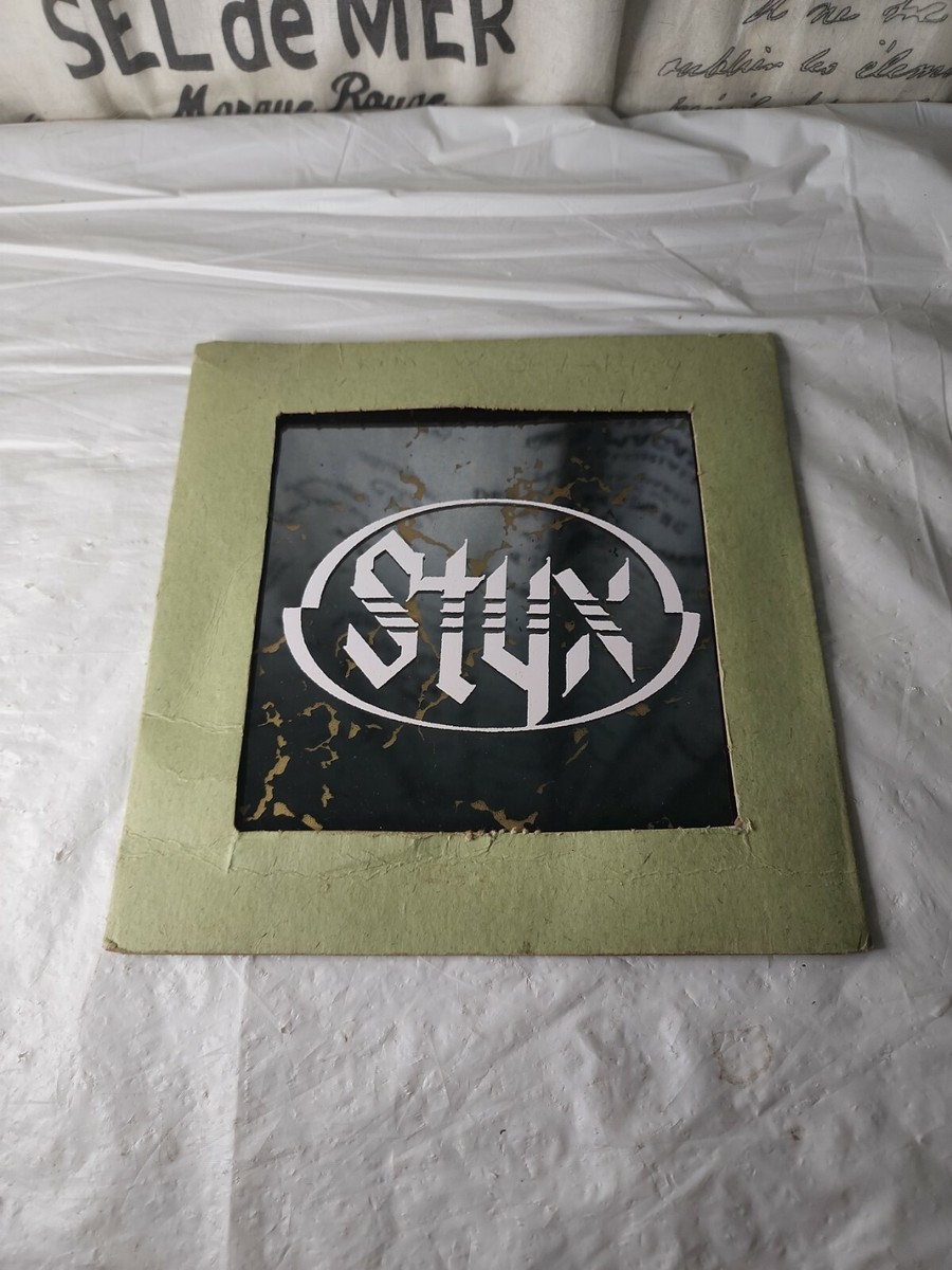 80's ヴィンテージ スティクス（Styx）カーニバル・グラス・ミラー Styx Rock Band Carnival Mirror White Lettering Original Vintage