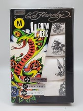 ED HARDY 4 Pack Crew Neck Tees T Shirt Men's Small White Soft Stretch Prints