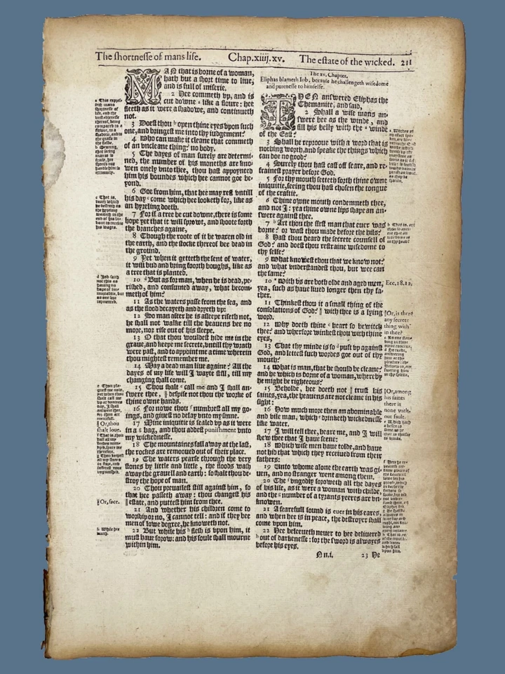 1595 Bishops' Bible Page - An Old Testament Leaf - Select Your Passage - Image 2 of 4