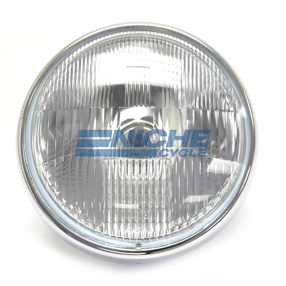 Universal 7" Headlight Sealed Beam Chrome Complete Side Mount DOT - Image 2 of 4