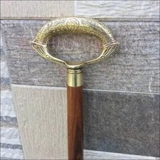 Antique Style Victorian Brass Handle Cane Wooden Walking Stick Vintage Gift Men
